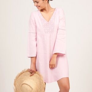 120% LINO BEAUTIFUL PINK LINEN DRESS SIZE 42